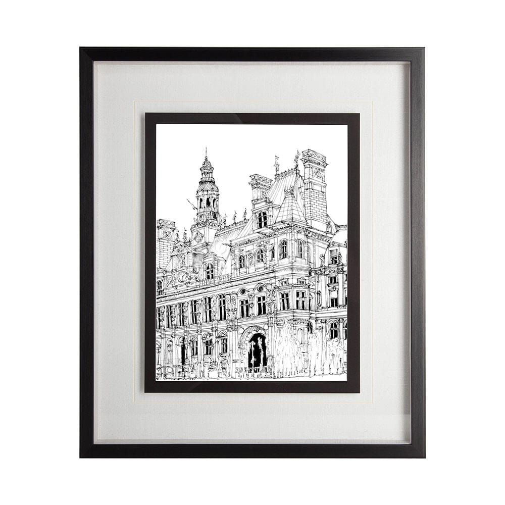 Mercana - B&W City Scene VIII by Melissa Wang a Hand Embellished Textured Framed Art Print Matted under Glass - 11873 view 1
