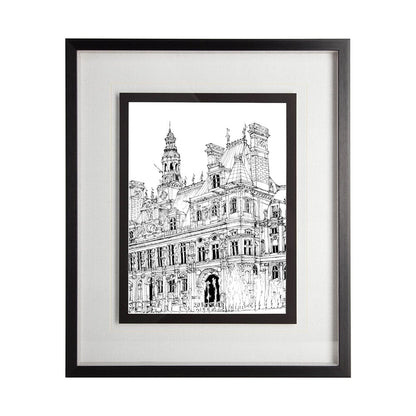 Mercana - B&W City Scene VIII by Melissa Wang a Hand Embellished Textured Framed Art Print Matted under Glass - 11873 view 1
