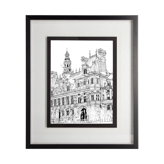 Mercana - B&W City Scene VIII by Melissa Wang a Hand Embellished Textured Framed Art Print Matted under Glass - 11873 view 1