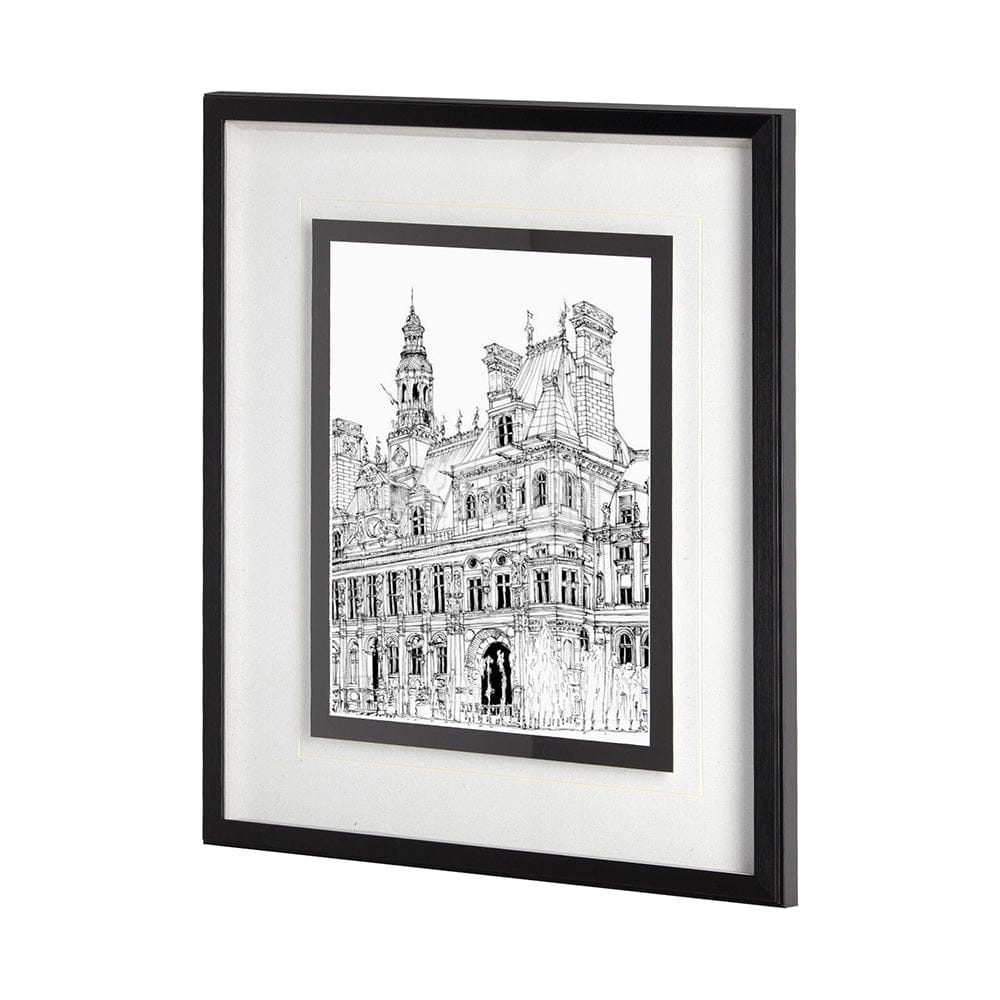 Mercana - B&W City Scene VIII by Melissa Wang a Hand Embellished Textured Framed Art Print Matted under Glass - 11873 view 2