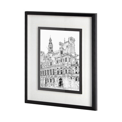 Mercana - B&W City Scene VIII by Melissa Wang a Hand Embellished Textured Framed Art Print Matted under Glass - 11873 view 2