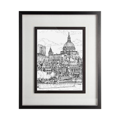 Mercana - B&W City Scene X by Melissa Wang a Hand Embellished Textured Framed Art Print Matted under Glass - 11875 view 1