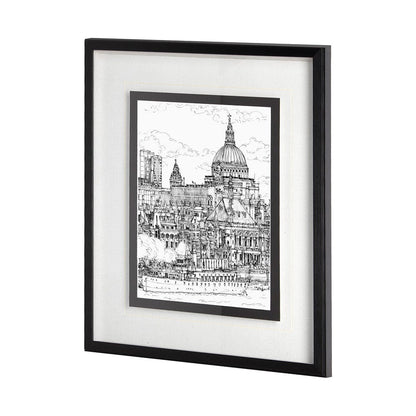 Mercana - B&W City Scene X by Melissa Wang a Hand Embellished Textured Framed Art Print Matted under Glass - 11875 view 2