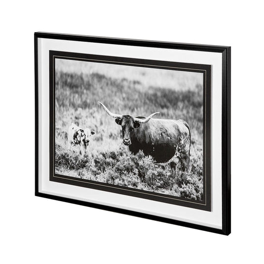 Mercana - B&W Longhorn II by Tyler Stockton a Framed Art Print Matted under Glass - 12119 view 1