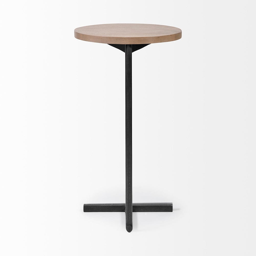 Mercana - Ballatine 15L x 15W x 27H Brown Wood Round Top w/ Black Metal Base Accent Table - 68486 view 2