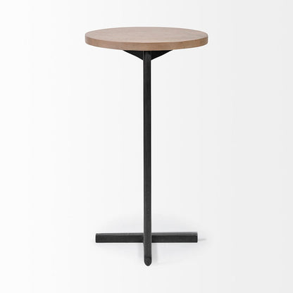 Mercana - Ballatine 15L x 15W x 27H Brown Wood Round Top w/ Black Metal Base Accent Table - 68486 view 2