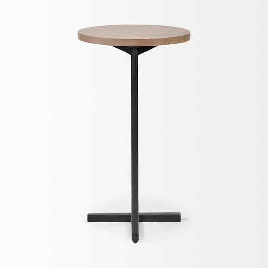 Mercana - Ballatine 15L x 15W x 27H Brown Wood Round Top w/ Black Metal Base Accent Table - 68486 view 2