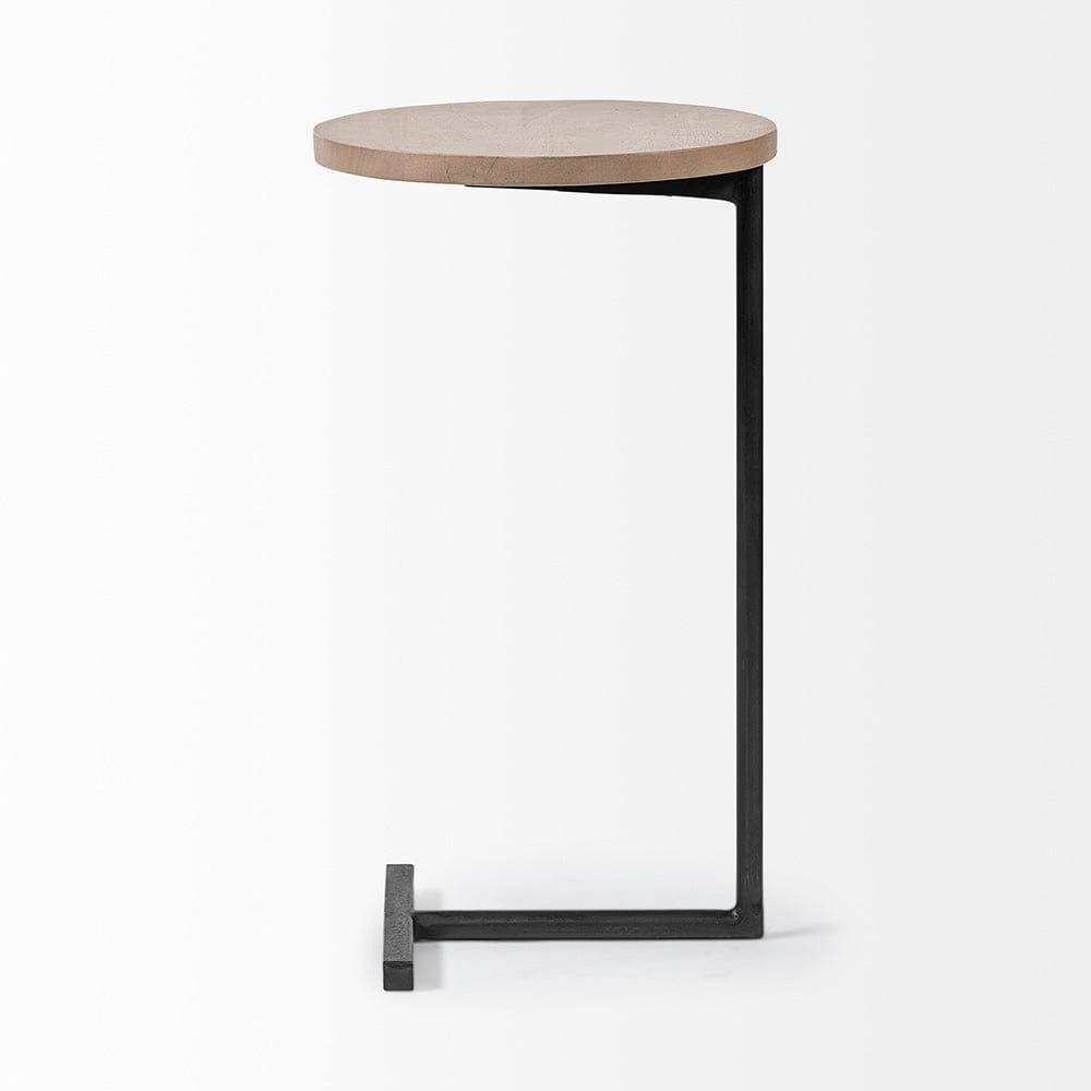Mercana - Ballatine 15L x 15W x 27H Brown Wood Round Top w/ Black Metal Base Accent Table - 68486 view 3