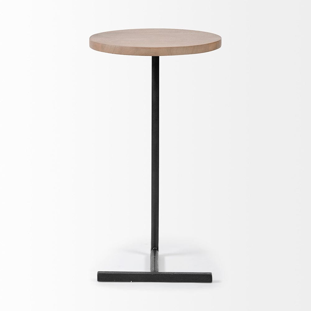 Mercana - Ballatine 15L x 15W x 27H Brown Wood Round Top w/ Black Metal Base Accent Table - 68486 view 4
