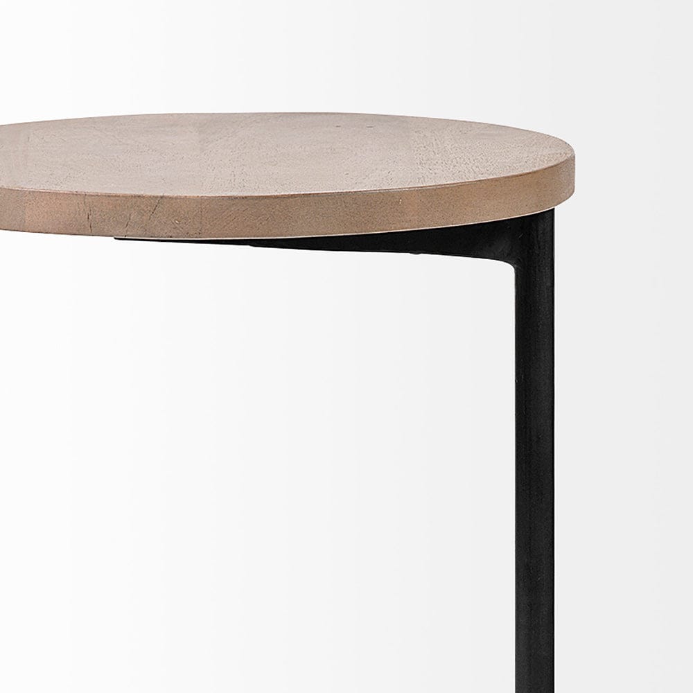 Mercana - Ballatine 15L x 15W x 27H Brown Wood Round Top w/ Black Metal Base Accent Table - 68486 view 7