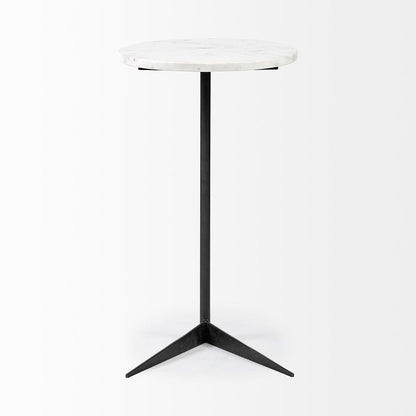 Mercana - Ballatine II 15L x 15W x 27L White Marble Round Top White w/ Black Metal Base Accent Table - 68487 view 4