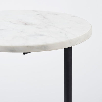 Mercana - Ballatine II 15L x 15W x 27L White Marble Round Top White w/ Black Metal Base Accent Table - 68487 view 5