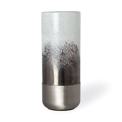 Mercana - Baltic I Tall White Brushed Silver Metal Bottom Glass Vase - 67944 view 1