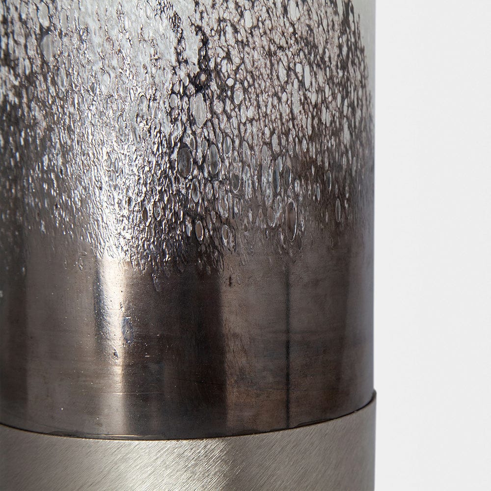 Mercana - Baltic I Tall White Brushed Silver Metal Bottom Glass Vase - 67944 view 2