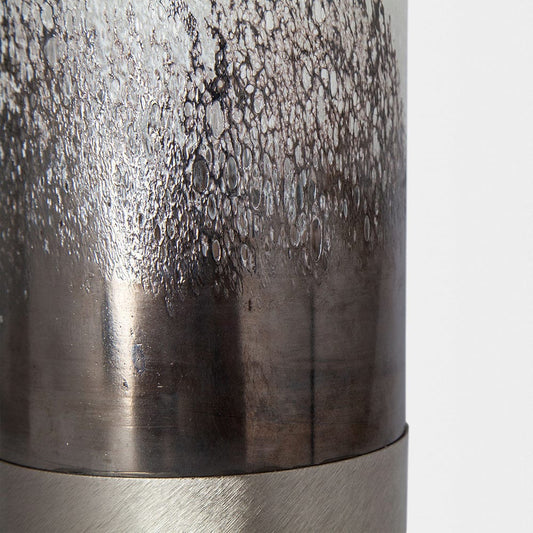 Mercana - Baltic I Tall White Brushed Silver Metal Bottom Glass Vase - 67944 view 2