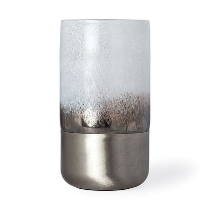 Mercana - Baltic II Large White Brushed Silver Metal Bottom Glass Vase - 67945 view 1