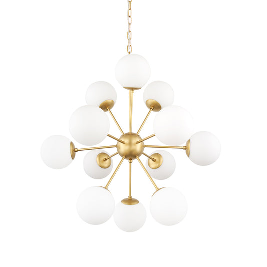 Mercana - Barbara Brushed Gold Metal w/ Frosted Glass Globes 11-Light Chandelier - 70442_CLOSEOUT view 1