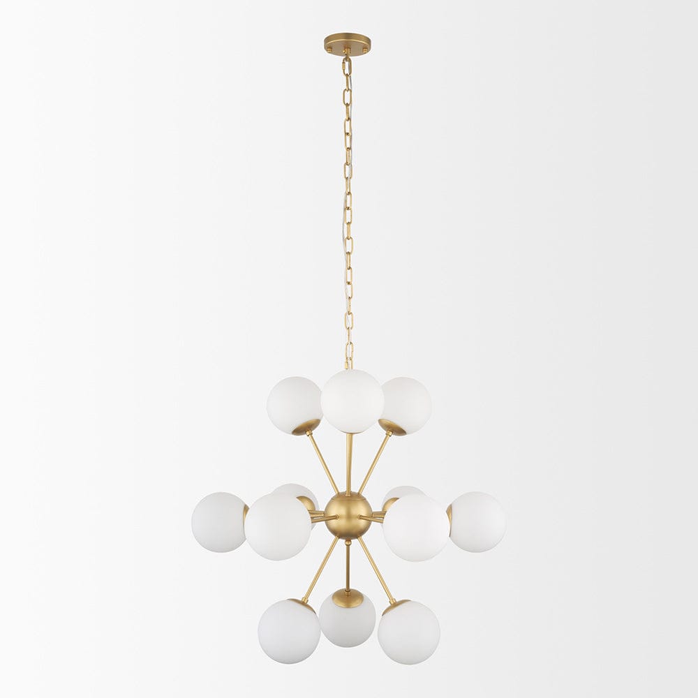 Mercana - Barbara Brushed Gold Metal w/ Frosted Glass Globes 11-Light Chandelier - 70442_CLOSEOUT view 2