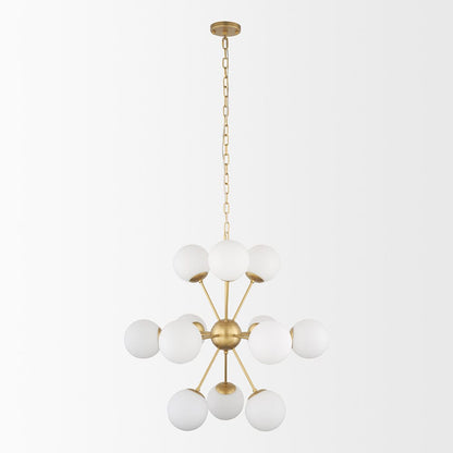 Mercana - Barbara Brushed Gold Metal w/ Frosted Glass Globes 11-Light Chandelier - 70442_CLOSEOUT view 2