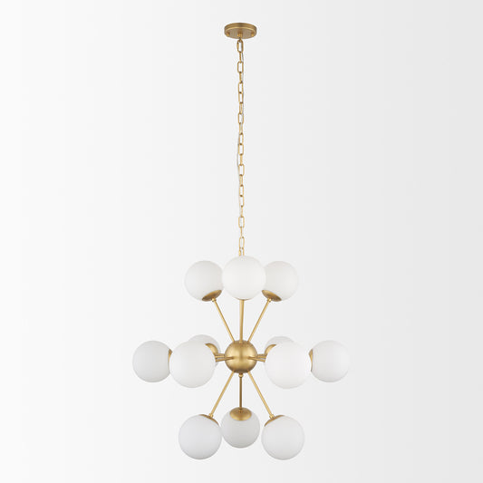 Mercana - Barbara Brushed Gold Metal w/ Frosted Glass Globes 11-Light Chandelier - 70442_CLOSEOUT view 2
