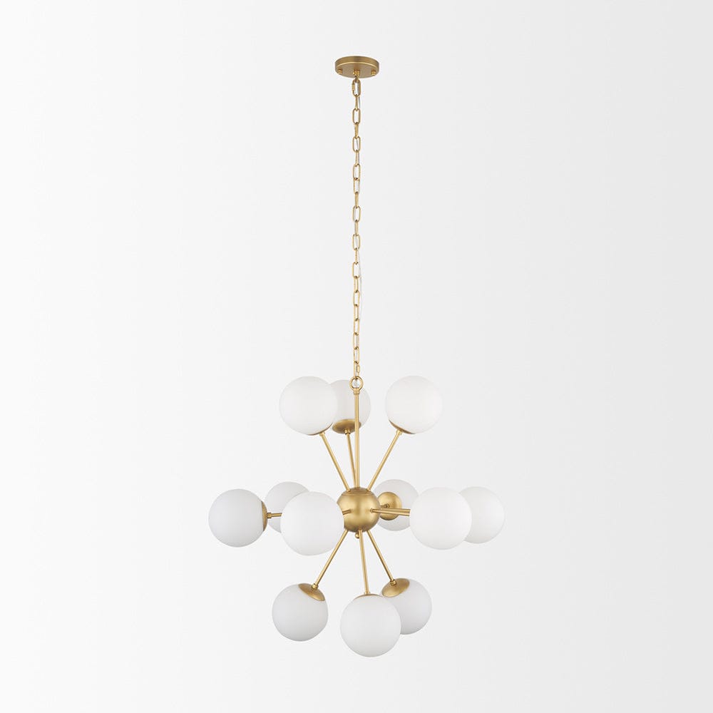 Mercana - Barbara Brushed Gold Metal w/ Frosted Glass Globes 11-Light Chandelier - 70442_CLOSEOUT view 3