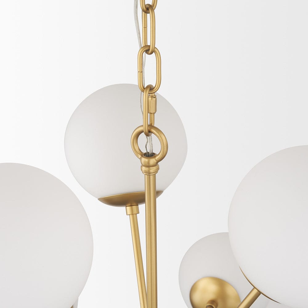 Mercana - Barbara Brushed Gold Metal w/ Frosted Glass Globes 11-Light Chandelier - 70442_CLOSEOUT view 6