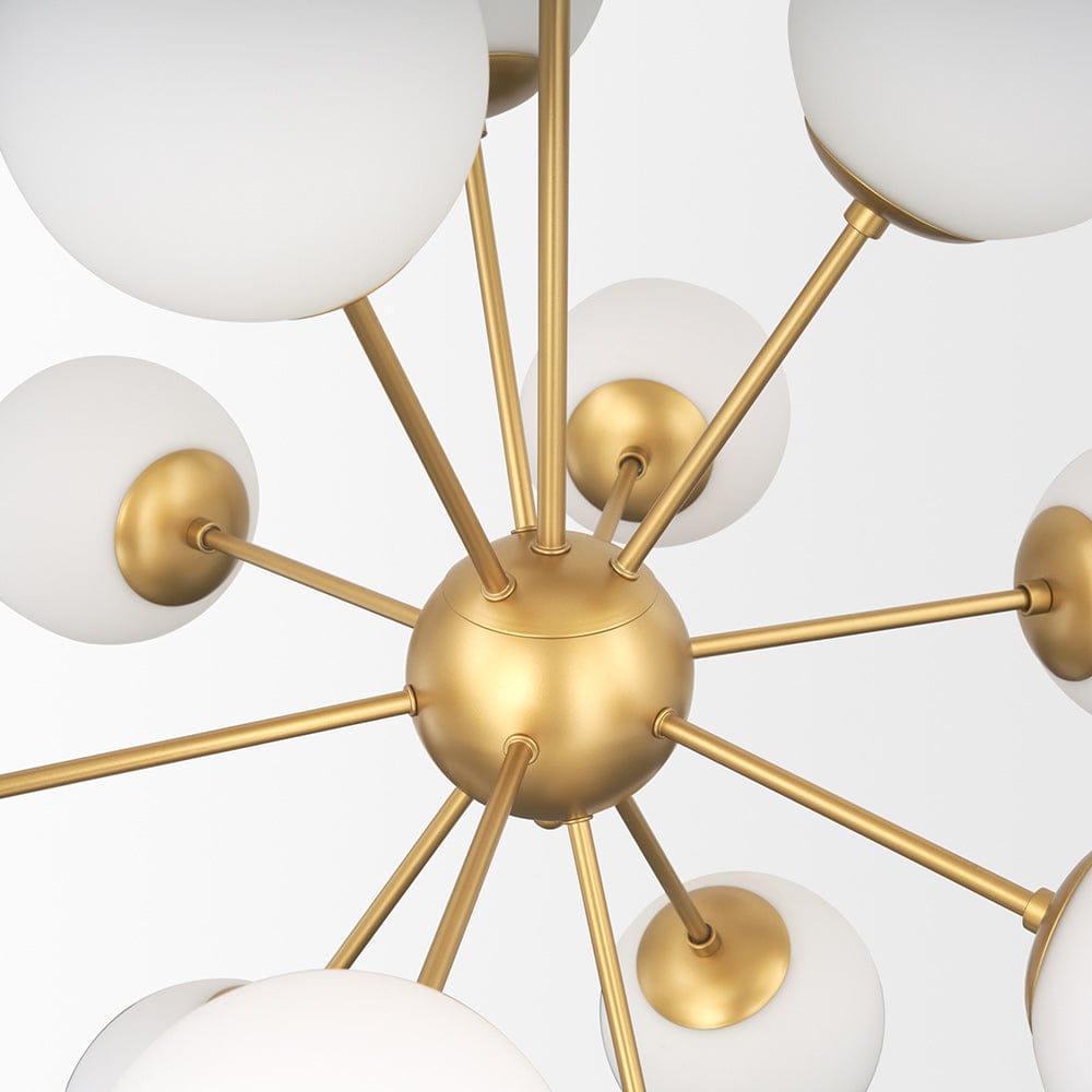 Mercana - Barbara Brushed Gold Metal w/ Frosted Glass Globes 11-Light Chandelier - 70442_CLOSEOUT view 7