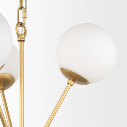 Mercana - Barbara Brushed Gold Metal w/ Frosted Glass Globes 11-Light Chandelier - 70442_CLOSEOUT view 8