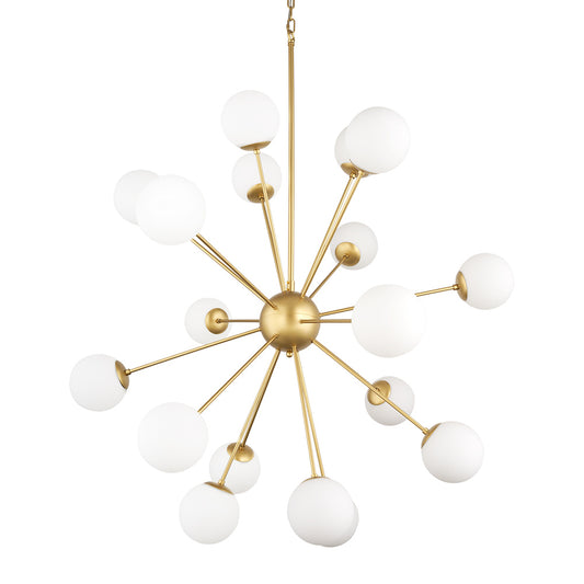 Mercana - Barbara Brushed Gold Metal w/ Frosted Glass Globes 18-Light Chandelier - 70441_CLOSEOUT view 1