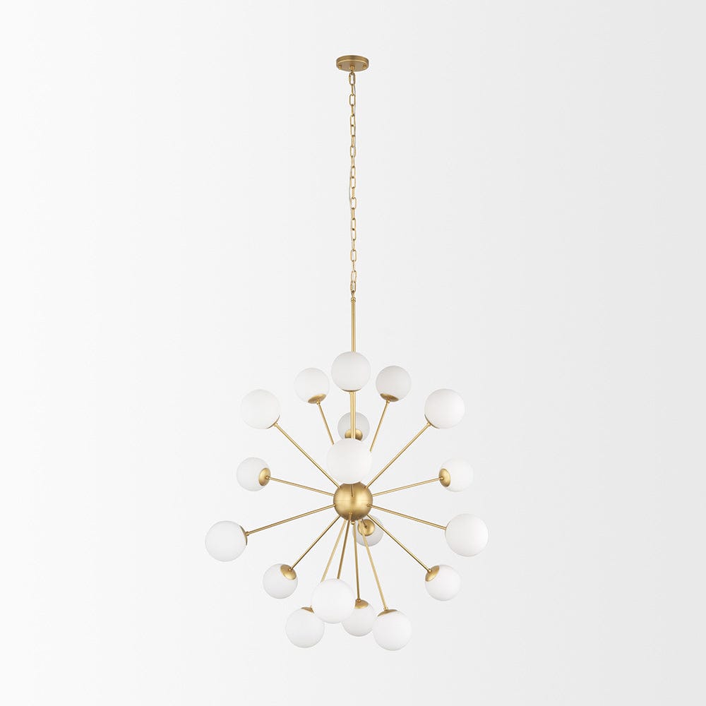 Mercana - Barbara Brushed Gold Metal w/ Frosted Glass Globes 18-Light Chandelier - 70441_CLOSEOUT view 2