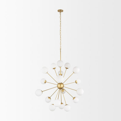 Mercana - Barbara Brushed Gold Metal w/ Frosted Glass Globes 18-Light Chandelier - 70441_CLOSEOUT view 2