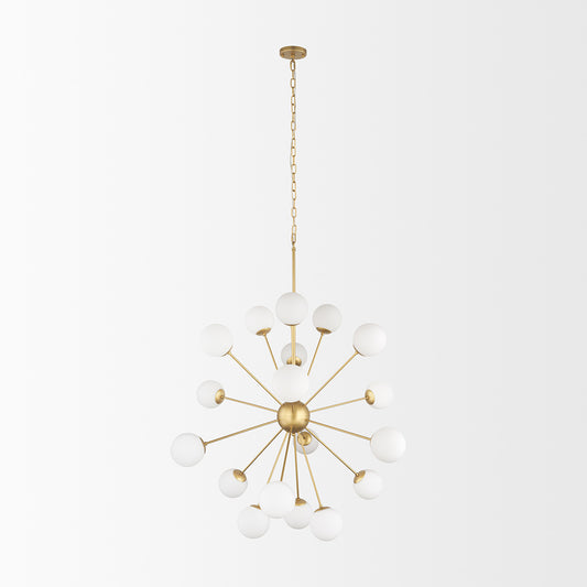 Mercana - Barbara Brushed Gold Metal w/ Frosted Glass Globes 18-Light Chandelier - 70441_CLOSEOUT view 2