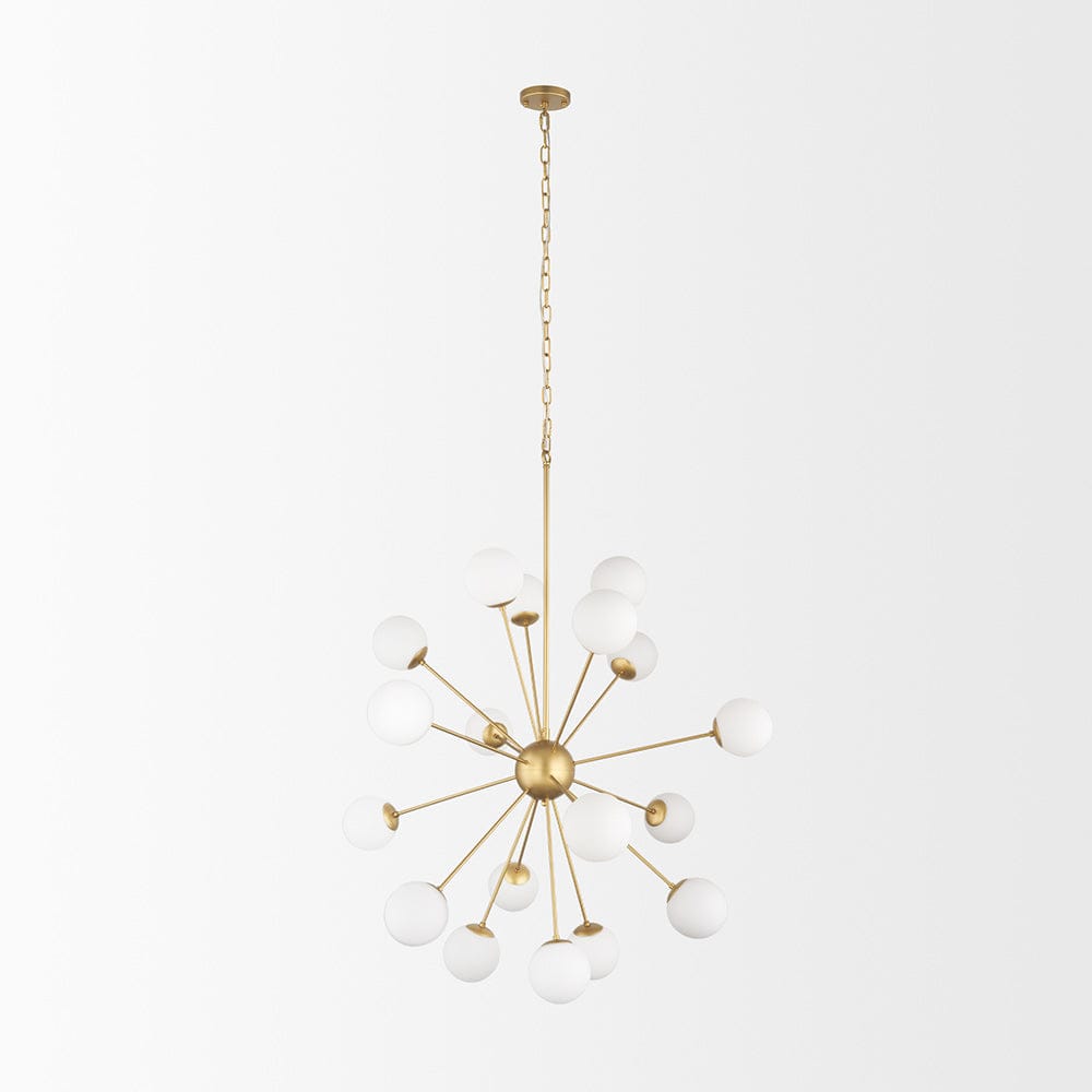 Mercana - Barbara Brushed Gold Metal w/ Frosted Glass Globes 18-Light Chandelier - 70441_CLOSEOUT view 3
