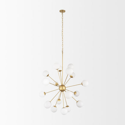 Mercana - Barbara Brushed Gold Metal w/ Frosted Glass Globes 18-Light Chandelier - 70441_CLOSEOUT view 3