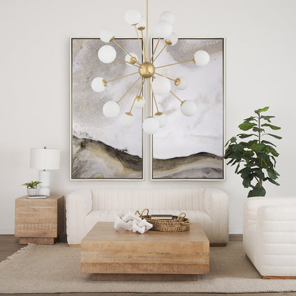 Mercana - Barbara Brushed Gold Metal w/ Frosted Glass Globes 18-Light Chandelier - 70441_CLOSEOUT view 9