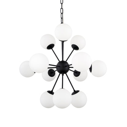 Mercana - Barbara Matte Black Metal w/ Frosted Glass Globes 11-Light Chandelier - 70459 view 1