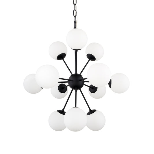 Mercana - Barbara Matte Black Metal w/ Frosted Glass Globes 11-Light Chandelier - 70459 view 1