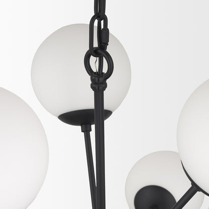 Mercana - Barbara Matte Black Metal w/ Frosted Glass Globes 11-Light Chandelier - 70459 view 6
