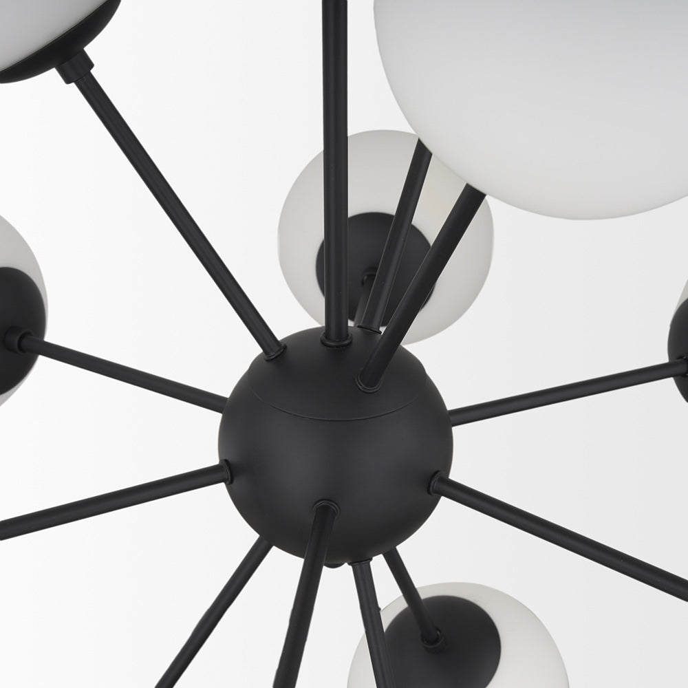 Mercana - Barbara Matte Black Metal w/ Frosted Glass Globes 11-Light Chandelier - 70459 view 7