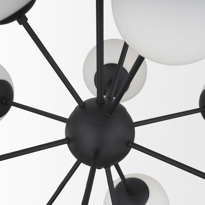 Mercana - Barbara Matte Black Metal w/ Frosted Glass Globes 11-Light Chandelier - 70459 view 7