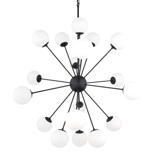 Mercana - Barbara Matte Black Metal w/ Frosted Glass Globes 18-Light Chandelier - 70458 view 1