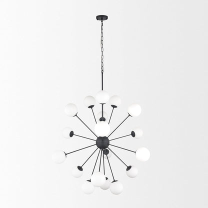 Mercana - Barbara Matte Black Metal w/ Frosted Glass Globes 18-Light Chandelier - 70458 view 2