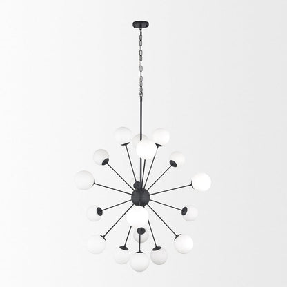 Mercana - Barbara Matte Black Metal w/ Frosted Glass Globes 18-Light Chandelier - 70458 view 3
