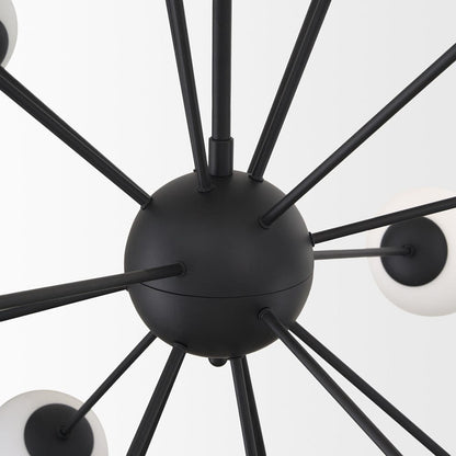 Mercana - Barbara Matte Black Metal w/ Frosted Glass Globes 18-Light Chandelier - 70458 view 7