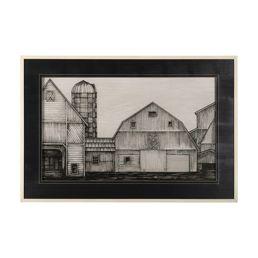 Mercana - Barn Buildings I by CV a Hand Embellished Textured Framed Art Print Matted under Glass - 14923 view 1