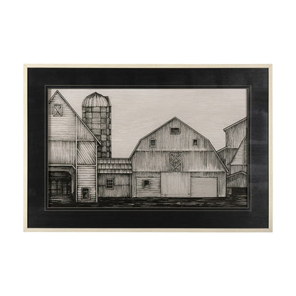 Mercana - Barn Buildings I by CV a Hand Embellished Textured Framed Art Print Matted under Glass - 14923 view 1