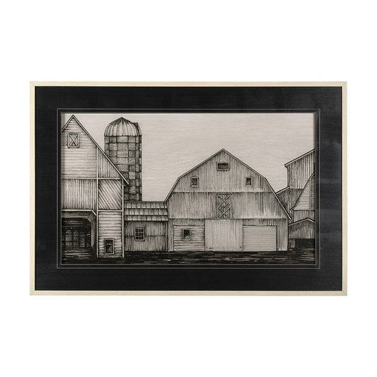 Mercana - Barn Buildings I by CV a Hand Embellished Textured Framed Art Print Matted under Glass - 14923 view 1