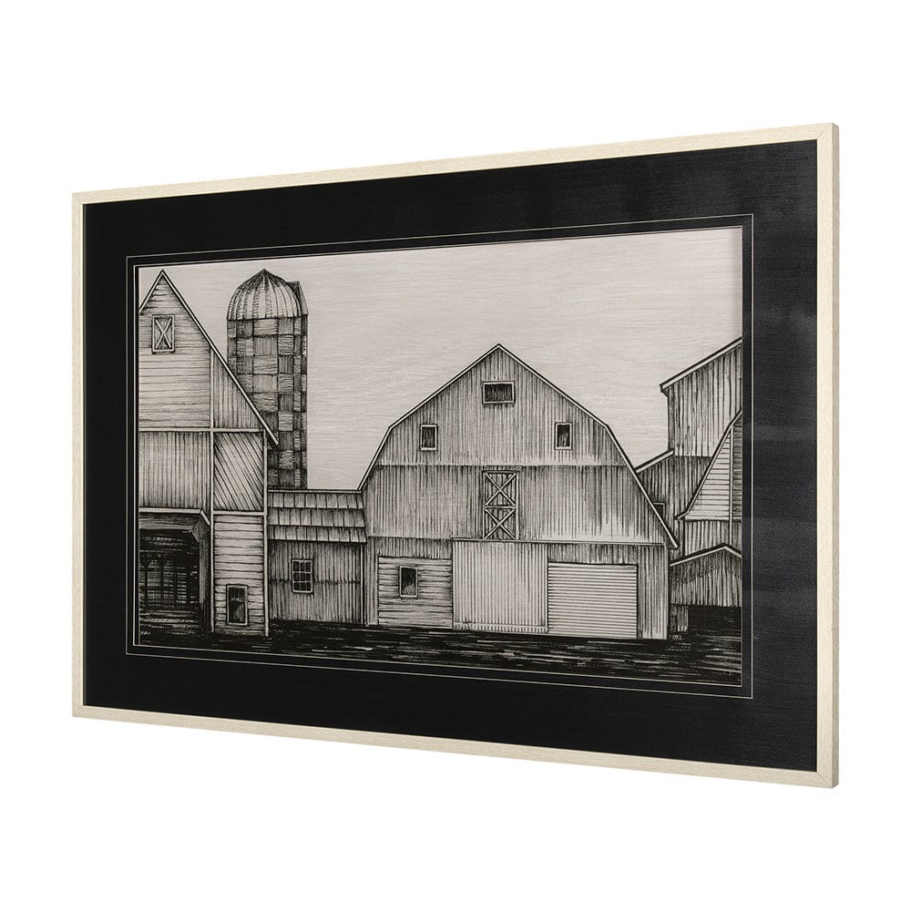 Mercana - Barn Buildings I by CV a Hand Embellished Textured Framed Art Print Matted under Glass - 14923 view 2