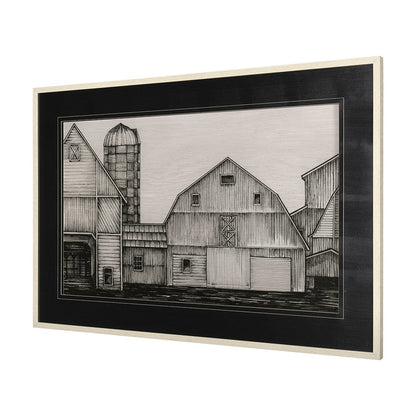 Mercana - Barn Buildings I by CV a Hand Embellished Textured Framed Art Print Matted under Glass - 14923 view 2
