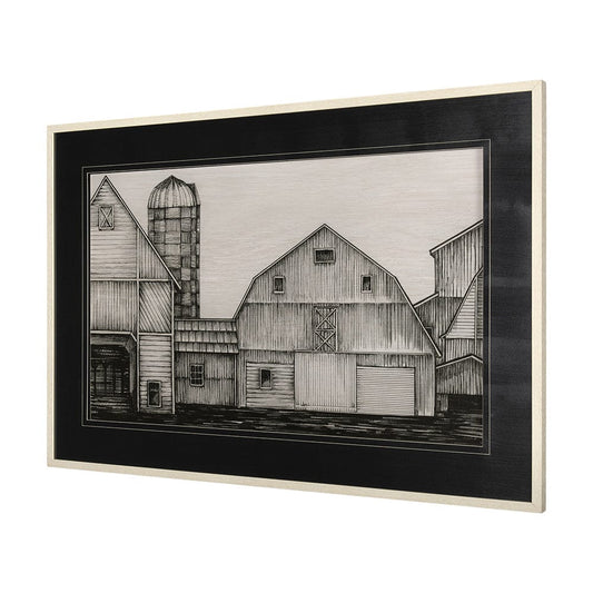 Mercana - Barn Buildings I by CV a Hand Embellished Textured Framed Art Print Matted under Glass - 14923 view 2